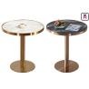 Buy cheap Coffee House / Home Classical Bar Height Pub Table With Gold Stainless Steel Base from wholesalers