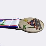 2.5 Inch Round Metal Sports Medal With Heat Transferred Ribbon Matte Nickel
