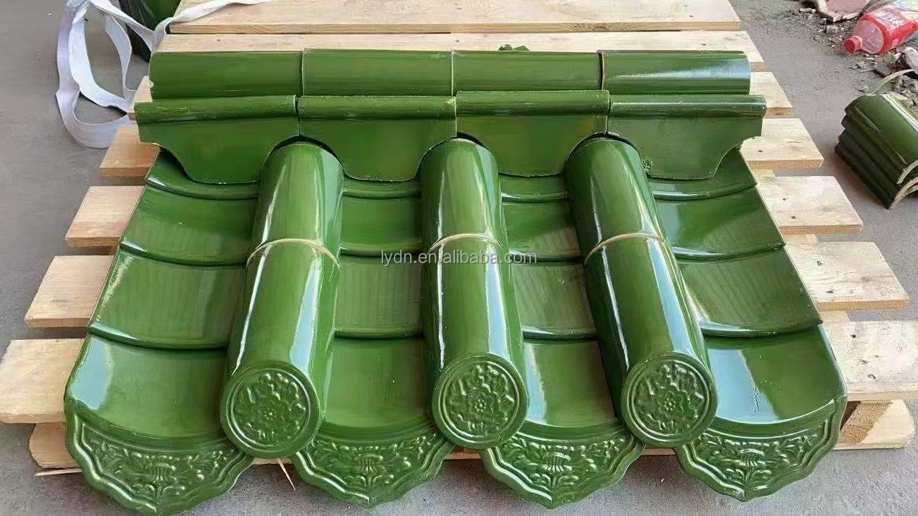 Glazed Tiles For Traditional Design Of Green Color Roof In Chinese Temple