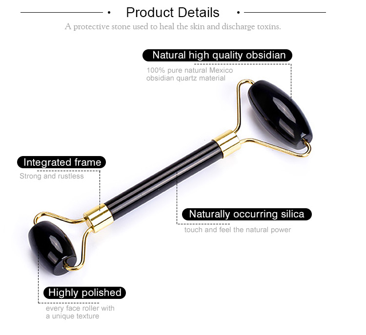 Obsidian Face Jade Rollers Remove Toxins Black Jade Face Massager Slimming Tool