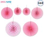 6 Sets of Paper Fan Flowers, Round Colorful Dotted Folds Origami Fan Flower,