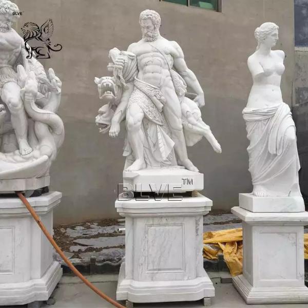 Buy cheap Natural Stone Greek God Heracles Statue Marble Hercules Sculpture Life Size Antique Decoration Outdoor Park from wholesalers