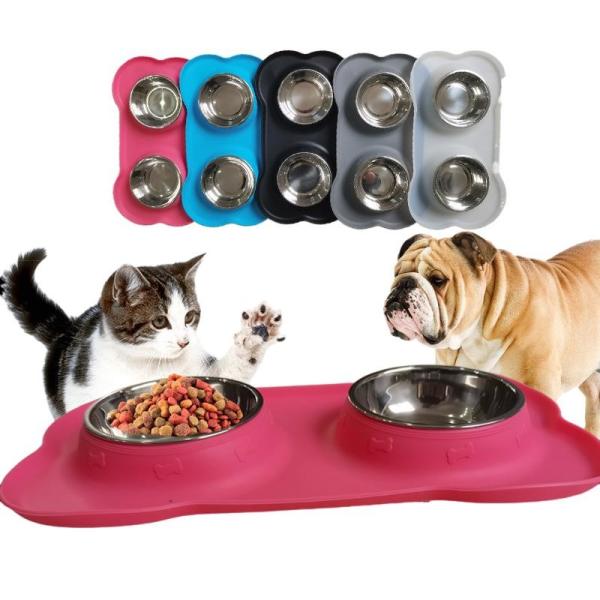 Buy cheap Pet Silicone Anti Spill Bowl Dog Stainless Steel Eating And Drinking Double Bowl from wholesalers