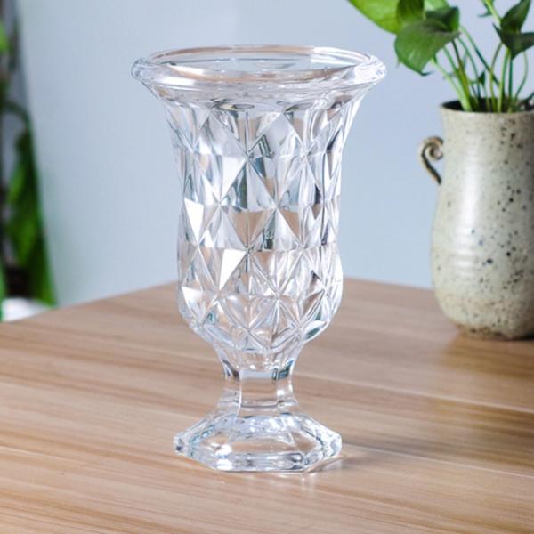 Buy cheap Short Stem Glass Flower Vase 12 Inch Tall For Both Dry Flower / Liver Flower from wholesalers