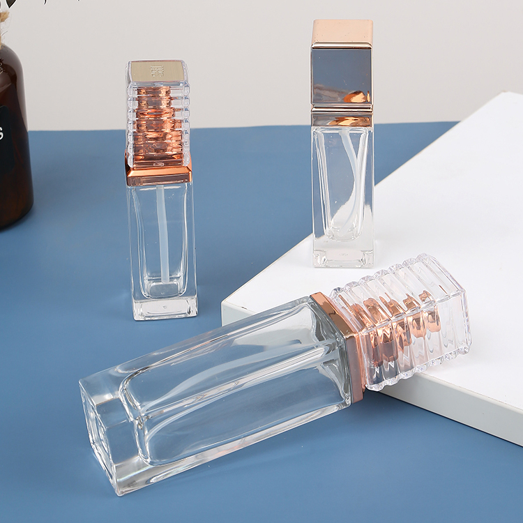 Sealing Type Luxury Frosted Thick Bottom Square 1oz 30ml 50ml Clear Glass Perfume Bottle with Customized Accepted Logo