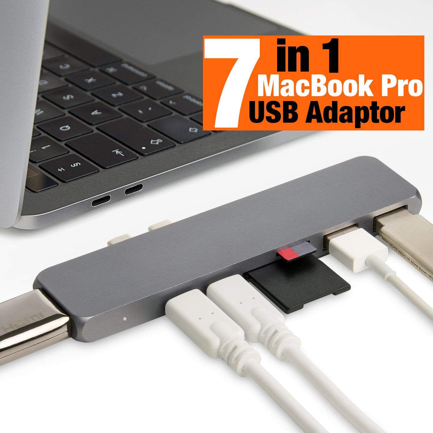 USB C to Cable Smart Hub / Adapter with USB C Port for MacBook and Pro,7 in 1 Combo with USB3.0,100W PD charger