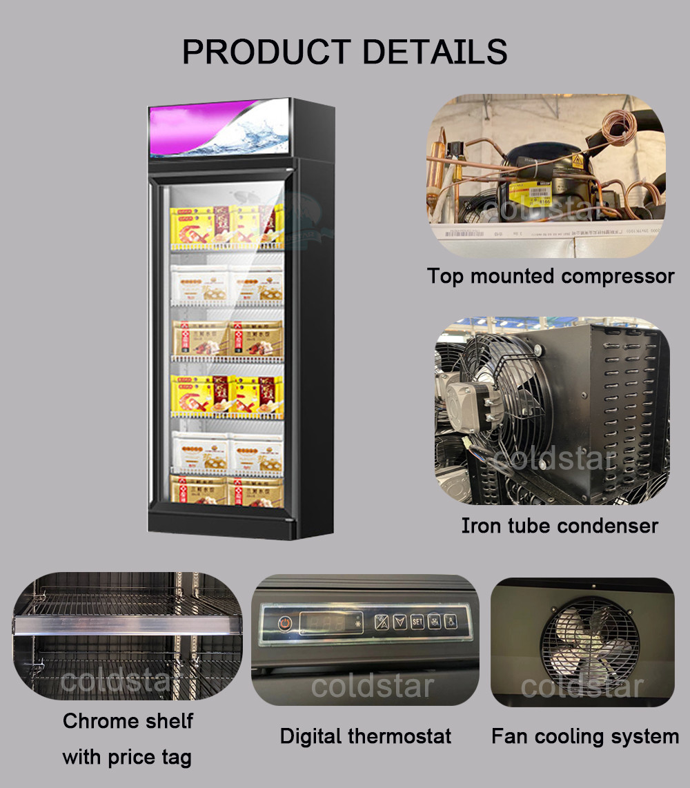Commercial One Glass Door Vertical Showcase Freezer