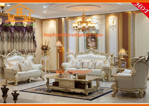 Quality American style Genuine leather solid wood sofa furniture sets design for sale