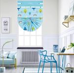 Cartoon fan shape blue pink Roman blinds track modern simple Customized for