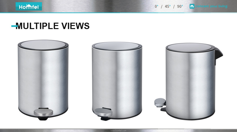 Rolling Cover Type Jobs Pedal Bin Soft Close Stainless Steel Waste Bin for Bathroom and Kitchen