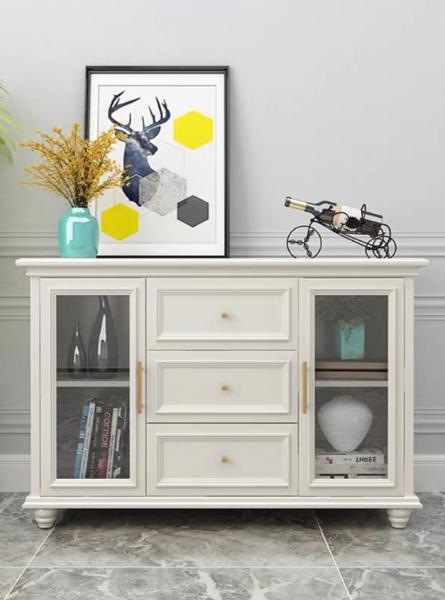 Buy cheap Glass Door White Solid Wood Bedside Cabinets 3D / 2D Drawing Customized from wholesalers