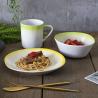 Buy cheap Transitional Yellow Cyan Colored Porcelain Dinnerware Microoven Safety from wholesalers
