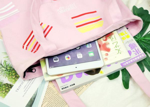 Buy cheap High Color Fastness Gift Canvas Tote Bags With Zipper Closure And Inside Pockets from wholesalers