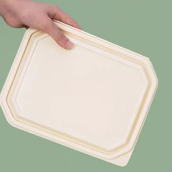 4 Compartments Biodegradable Container Clamshell Hinge Biodegradable Meal Box