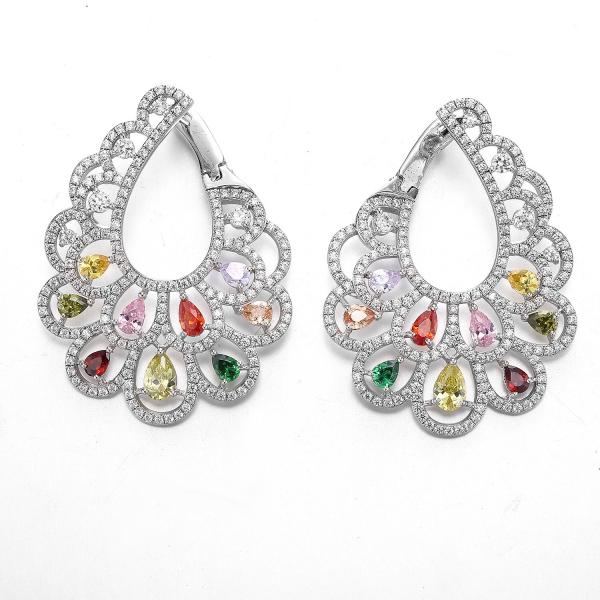 Buy cheap Bridal Clip on 925 Silver CZ Earrigns Wedding Teardrop Christmas Earrings from wholesalers
