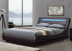 Upholstered Modern Contemporary Bed Frame Leather Wave Curve Platform Bed