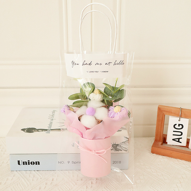 Cotton Handmade Mini Puff Flower Bouquet Perfect for Teacher's Day Birthdays Graduation Gifts in Multiple Colors