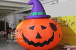 Giant Inflatable Pumpkin Ghost With Black Cat Outdoor Scary Props Halloween