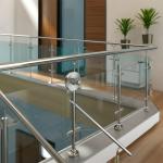 Sleek Stainless Steel Handrails with Round Plate Cover for Glass Balustrades