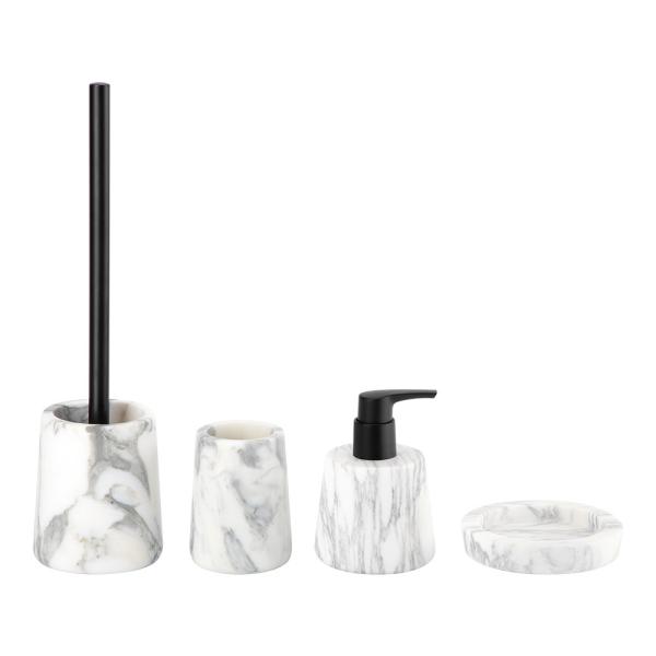 Buy cheap Great Flower White Marble Bathroom Accessories Sets With Black Parts from wholesalers