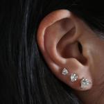 Minimalist Gold Plated 925 Silver Diamond Stud Earring 925 Shiny Silver Heart