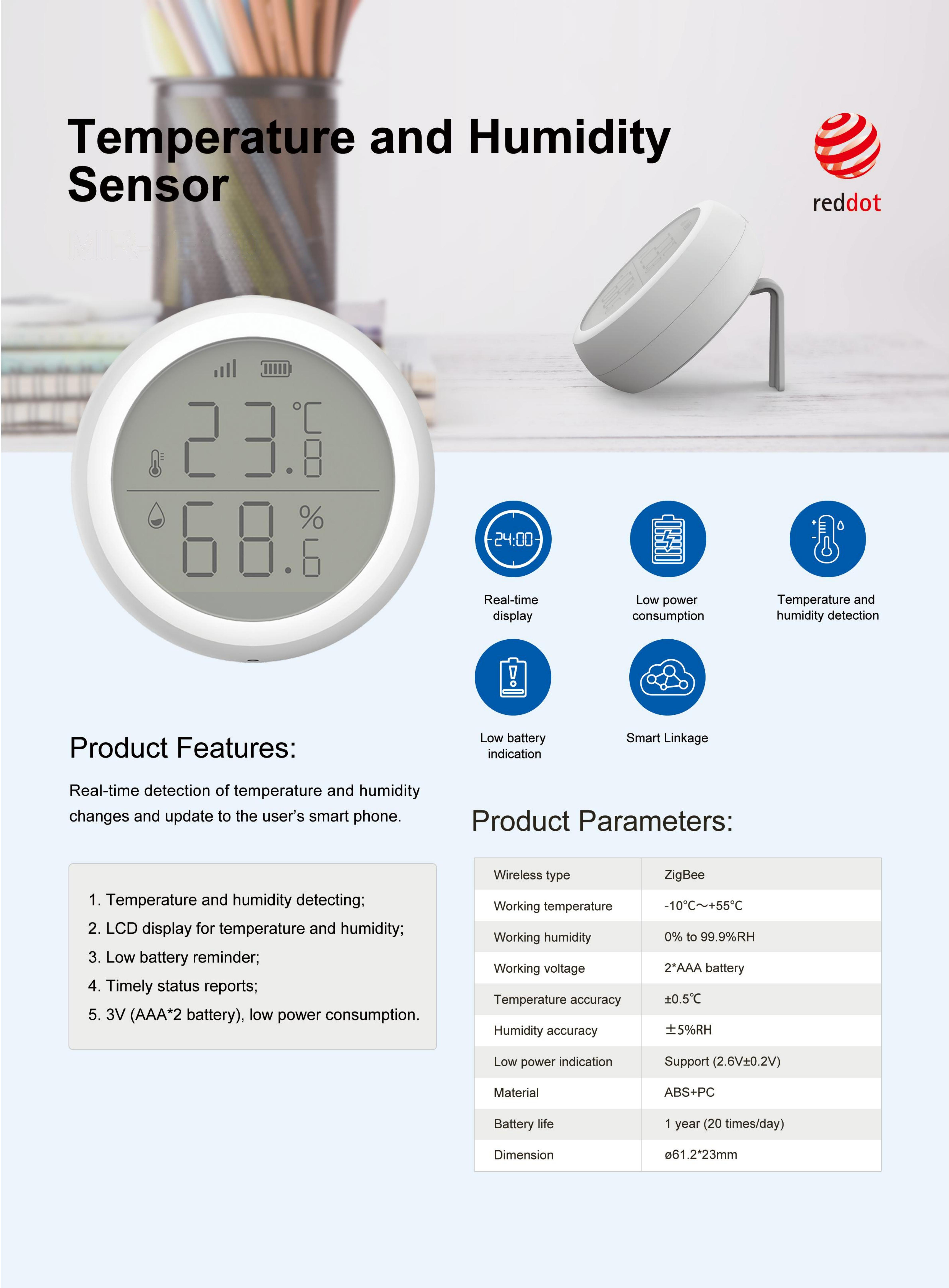 Smart Home Tuya Zigbee Wifi Wireless Smart Temperature And Humidity Sensor lcd Screen Use With Gateway