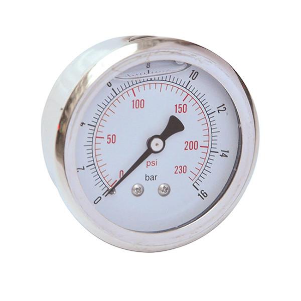 Buy cheap 2-1/2" Liquid filled Pressure Gauge,0-230 psi/bar, 1/4 BSP back mount, stainless steel case and brass internal from wholesalers