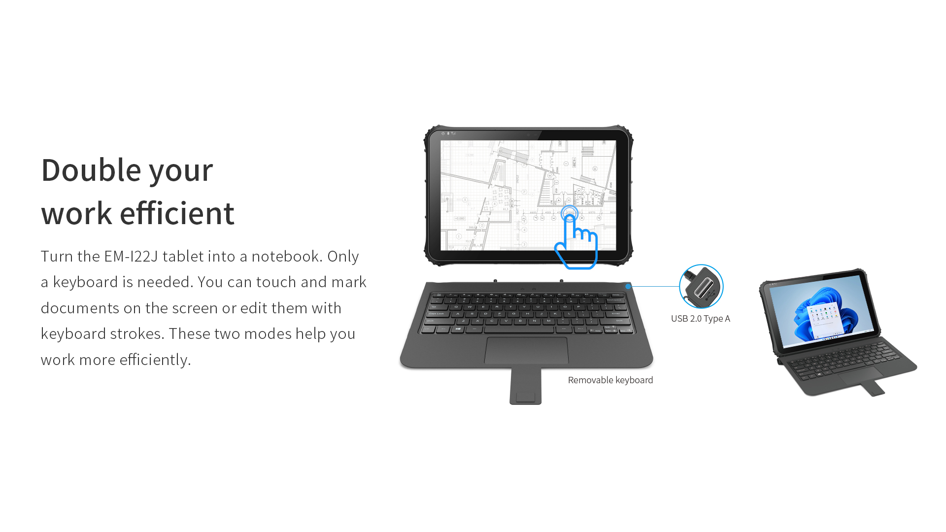 12.2 Inch 2In1 LCD Rugged Tablets With 8GB RAM And NFC Win 11 OS Rockchip