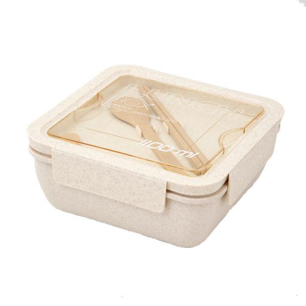 Buy cheap Rectangle Bento Box Lunch Container Plastic Wheat Straw With Cutlery from wholesalers