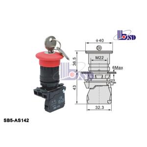 Waterproof IP65 Red Key Selector Switch LEC60947-5-1 Standard SB5-AS142