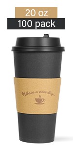 20oz black coffee cups