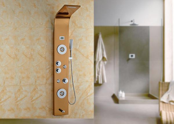 5 Way Massage Jets Bath Shower Panels , Waterfall Shower Panel Gold Painting