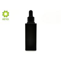 Buy cheap Square Empty Cosmetic Containers , 50ml Matte Black Glass Dropper Bottles product