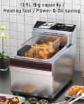 Stainless Steel Deep Fryer 13l Capacity Temperature Range 50-200C for Hotel