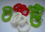 Hand wrist coil spiral stretchable band key chain coils solid orange blue custom