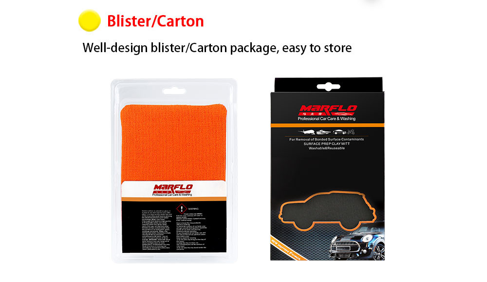 Pp Box Packaged Orange Auto Clay Mitt Nano Skin Wash Mitt For Car Washing