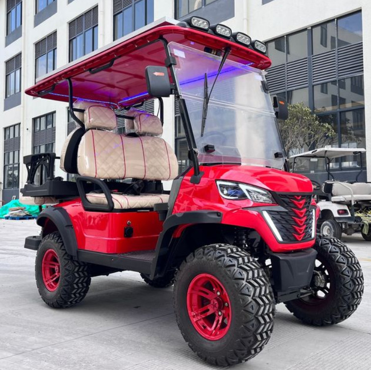 Red Modern 4 Seater Golf Cart for Family Outings and Group Tours Ground clearance 235mm