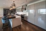 2022 New Trend Straight Island Kitchen Cabinets With Quartz Work Top And Hood
