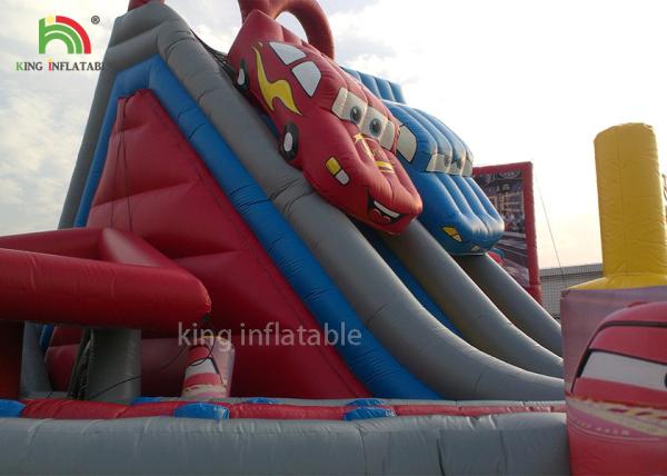 Buy cheap Red Car Cartoon Inflatable Dry Slide Double Lanes For Boys / Kids Outdoor Playground from wholesalers