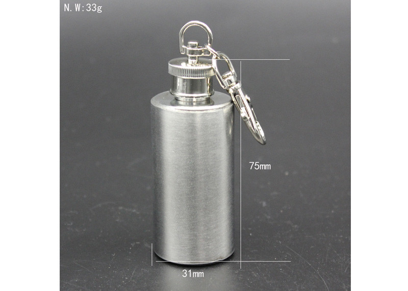 Portable Cylindrical Hip Flask , Small Wine Jug 2 Ounce Bottle With Key Fob