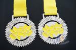 Cut Out Design And Glitter Color Metal Award Medals with Printing Ribbon Gold