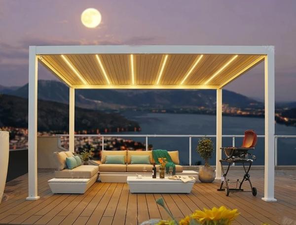 Buy cheap Outdoor Waterproof Aluminum Electric Retractable Folding Blinds Pergola Awning from wholesalers