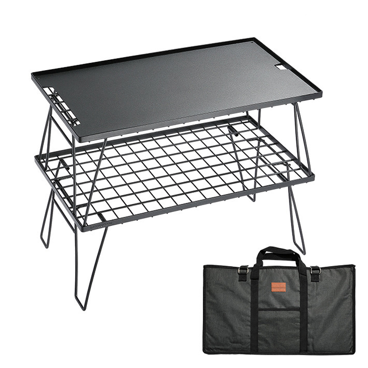 Outdoor Folding Lightweight Portable Aluminum Metal Bamboo Table for Hiking and Camping