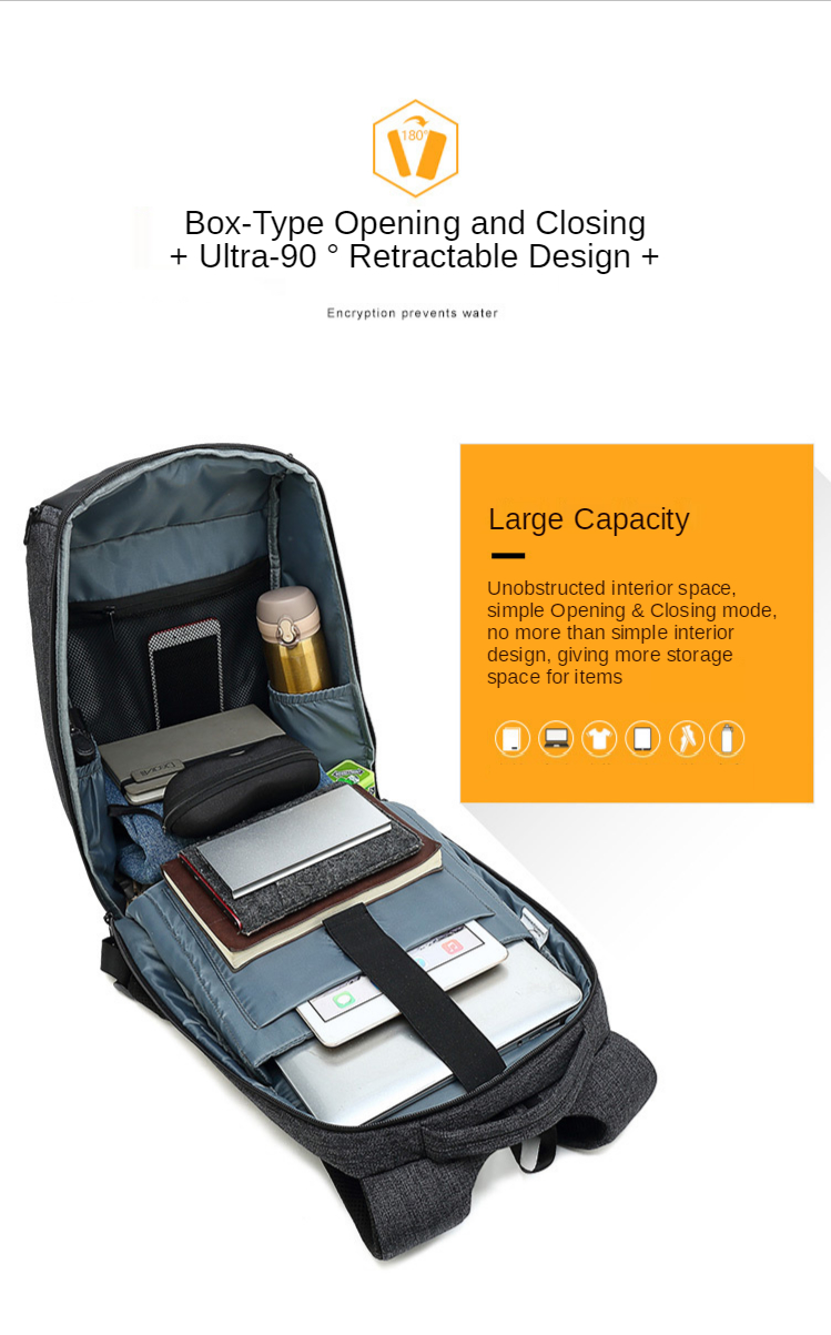 600D Multifunctional Anti Theft Backpack For 14'' Laptop