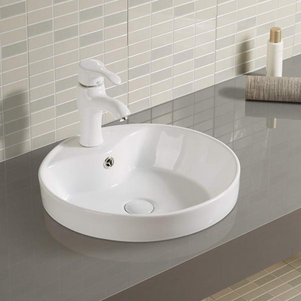 Buy cheap Circular Counter Top Bathroom Sink 45cm High Gloss Finish from wholesalers