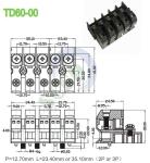Electrical Feed Through Terminal Block Connector 600 Voltage 60A PA66 12.70mm