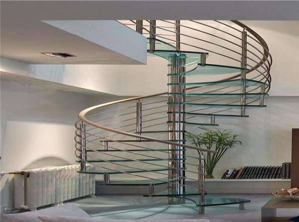 Buy cheap Brushed Stainless Steel Glass Space Saving Spiral Staircase With Rob Railing from wholesalers