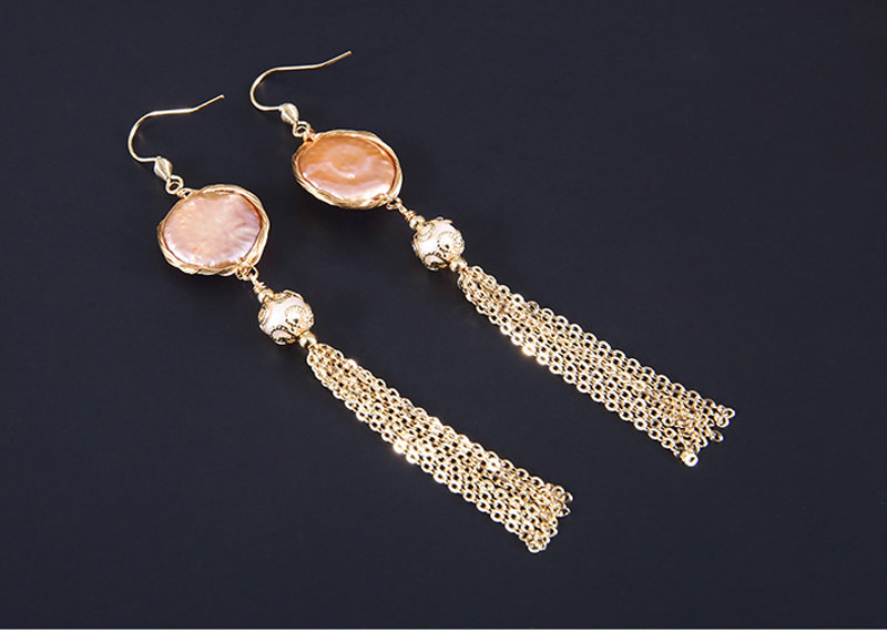 New Baroque Pearl Stud Earrings For Women Hand made Metallic Twist Braided Design Pearl Natural Baroque Pearl Earring