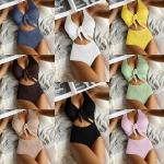 Ladies One-Piece Swimsuit Sexy Color Bikini Hot Spring Swimming Dress Woman tie