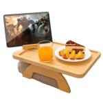 Customized Wood/Bamboo Sofa Clip on Side Table for Wide Couches Arm, Armrest